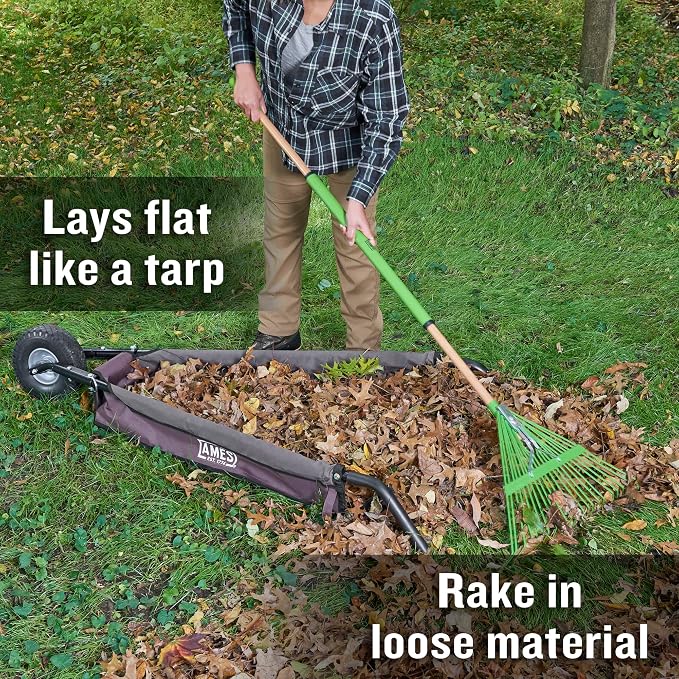 AMES Folding Wheelbarrow Lawn Yard Cart, Lightweight, Heavy Duty, Single Tire, for Leaves, Mulch, Garden Supplies