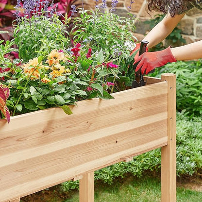 Topeakmart Wooden Garden Planter Boxes 48 X 23 X 30in Elevated Raised Garden Bed Outdoor with Legs Wooden Gardening Box for Flower/Vegetable/Herb/Tomato/Backyard/Patio