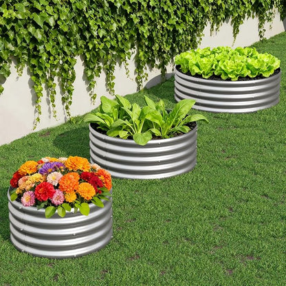 2Pack 4x4x1ft Galvanized Raised Garden Bed, Planter Raised Garden Beds Outdoor, Round Clearance Raised Garden Beds for Gardening Vegetables……