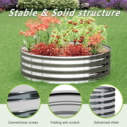DIIYIV 3PCS 2x2x1FT Galvanized Raised Garden Bed, Outdoor Metal Vegetable Flower Planter Box Silver