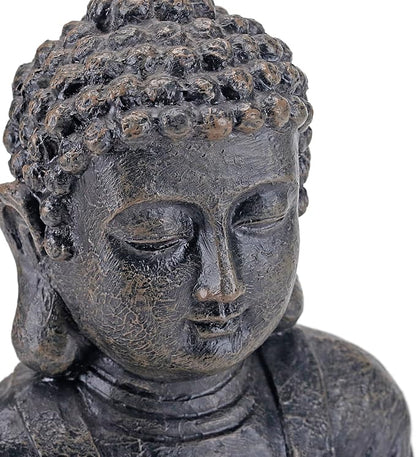 MyGift 11.5 Inch Sitting Buddha Statue, Gray Resin Meditation Figurine for Zen, Yoga, Prayer, Altar, Garden, or Spiritual Home Décor