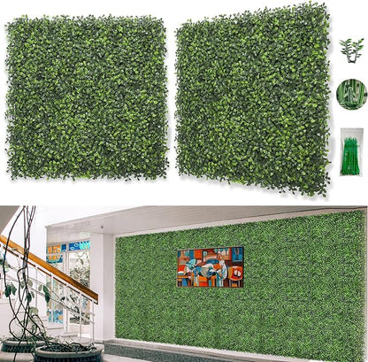 Bybeton 6pk 20"x20" Boxwood Grass Wall UV-Anti Privacy Fence Screen | 6pk Dense Boxwood Grass Wall. UV-Anti & Odorless. Easy DIY Snap-Lock. For Fence, Balcony & Garden.