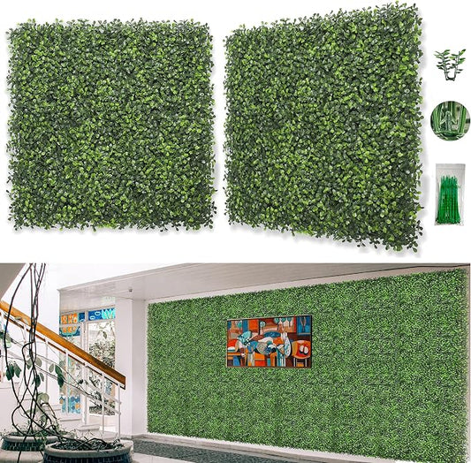 Bybeton 6pk 20"x20" Boxwood Grass Wall UV-Anti Privacy Fence Screen | 6pk Dense Boxwood Grass Wall. UV-Anti & Odorless. Easy DIY Snap-Lock. For Fence, Balcony & Garden.