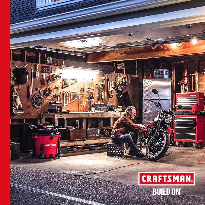 CRAFTSMAN CMXEVBE17607 16 Gal. 6.5 Peak HP Wet Dry Vac with Detach Blower | Portable Shop Vacuum Wet and Dry with Filter, Dust Bag, Hose and Attachments for Garage, Outdoor Cleaning