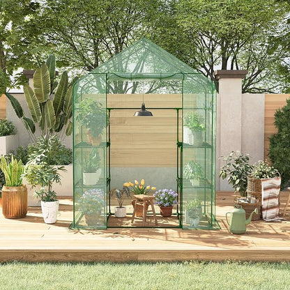 Garvee 57X29x77-Inch Greenhouse, Transparent Mini Walk-in Green House with PE Cover and Anchor, Plant Garden Hot House 3 Tiers 4 Shelves for Indoor Backyard Outside