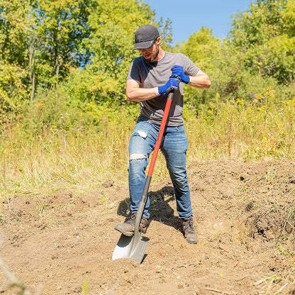 Radius Garden 58-in Long Handle Round Point Digging Shovel, Steel Shovel Head with Fiberglass Shaft