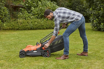 BLACK+DECKER BEMW461BH-QS 1400W Electric Lawnmower 34cm 6 Adjustable Heights 20, 30, 40, 50, 60 and 70mm Ideal for 300 to 400 m²