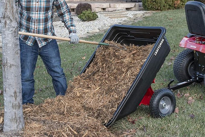 Craftsman Tow Poly Dump Cart for Lawn Tractors and ATVs, 350 lb Load Capacity, 10 Cu Ft Lawn and Garden Utility Trailer