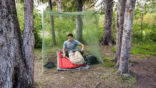 Coghlan's Double Rectangular Mosquito Net – Insect Protection for Camping, Hiking & Travel – Fits Two Sleeping Bags or Cots – Includes Setup Kit & Carry Bag – Green, 63” W x 78” L x 59” H