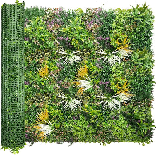 ODTORY Artificial Greenery Grass Wall Panels: 60'' x 120''(50 SQFT) | UV-Anti, Faux Ivy Privacy Fence Screen, Boxwood Backdrop, Vine Leaf Hedges Roll, Patio/Balcony/Garden/Backyard, Green Decor