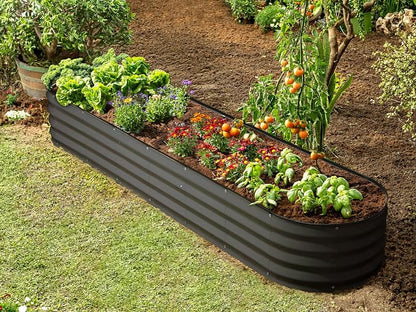 Plant & Plot Galvanized Raised Garden Beds Outdoor // 8×2×1 ft Planter Raised Beds for Gardening, Vegetables, Flowers // Large Metal Garden Box (Gray) // Patented Tool-Free Design