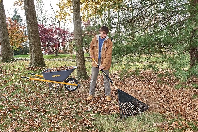 True Temper 20212011 Clog Free Leaf Rake with Hardwood/Steel Handle, 30 in. for Leaves, Grass, Clippings, Twigs, Pine Needles, Acorns, Debris,Black