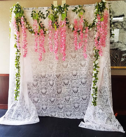 Artificial Wisteria Hanging Flowers-Fake Wisteria Flower Garland Silk Vines Rattan Decor for Home Wedding Arch Wall Garden Greenery Bedroom Outdoor Office Party Decoration(36, Dark Pink)