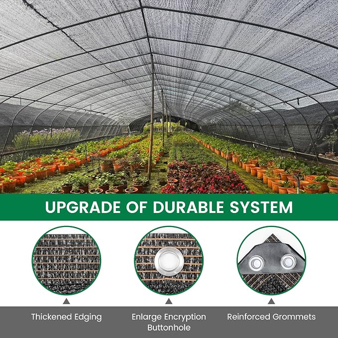 Shade Cloth, 30FT X 30FT 50% Black Outdoor Woven Sun Shade with Grommets, Durable Breathable Netting Shading Antifreezing for Patio, Garden, DIY Home, Plants Cover, Greenhouse, Dog Kennel