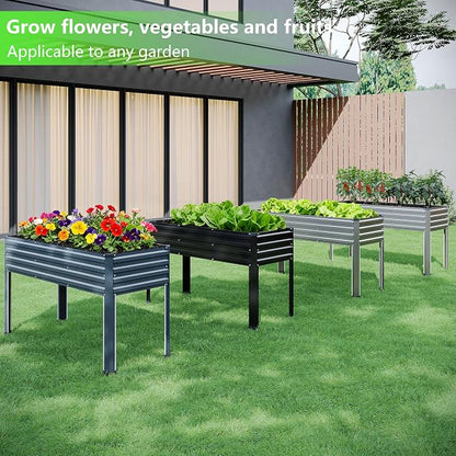 Vengarus 2PCS 48×18×30in Galvanized Raised Garden Bed Outdoor with Legs Set | 300 Lb Capacity, Galvanized Steel, Rust-Resistant, Elevated Planter Box for Outdoor Garden, Patio, Balcony, Backyard, Grey