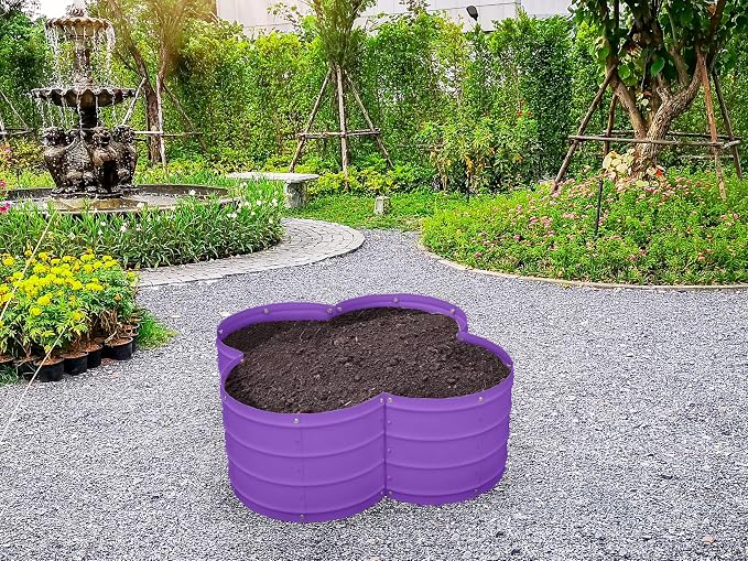 Plant & Plot Galvanized Raised Garden Beds Outdoor // 3×3×1 ft Planter Raised Beds for Gardening, Vegetables, Flowers // Large Metal Garden Box (Purple) // Patented Tool-Free Design
