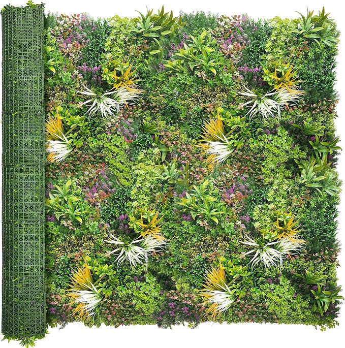 ODTORY Artificial Greenery Grass Wall Panels: 80" x 120"(67 SQFT) | UV-Anti, Faux Ivy Privacy Fence Screen, Boxwood Backdrop, Vine Leaf Hedges Roll, Patio/Balcony/Garden/Backyard, Green Decor