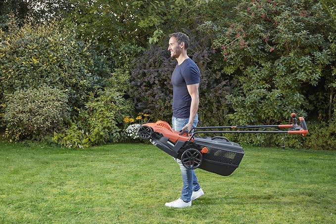 BLACK+DECKER BEMW461BH-QS 1400W Electric Lawnmower 34cm 6 Adjustable Heights 20, 30, 40, 50, 60 and 70mm Ideal for 300 to 400 m²