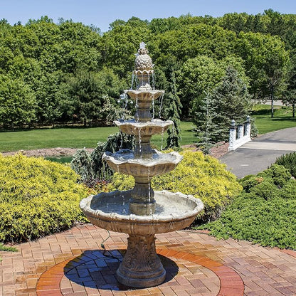 Sunnydaze Grand Courtyard 4-Tier Large Outdoor Water Fountain - 80" Tall Outdoor Fountain - Tiered Electric Garden Water Feature for Patio, Backyard, or Yard - Faux Stone Resin - Earth