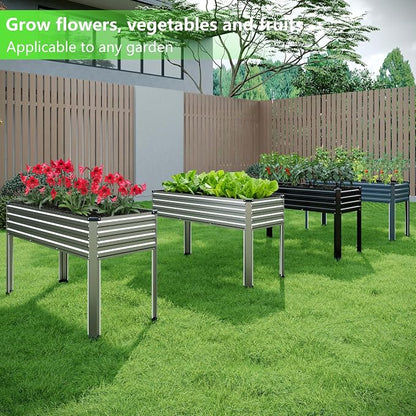 Vengarus 2PCS 48×18×30in Galvanized Raised Garden Bed Outdoor with Legs Set | 300 Lb Capacity, Galvanized Steel, Rust-Resistant, Elevated Planter Box for Outdoor Garden, Patio, Balcony, Backyard, SLiver
