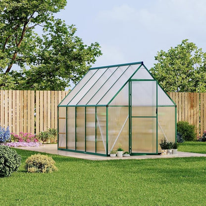 Polycarbonate Greenhouse for Outdoors, Large Walk-InGreenhouse with Quick Setup Structure and Roof Vent, Greenhouse with Ventilation