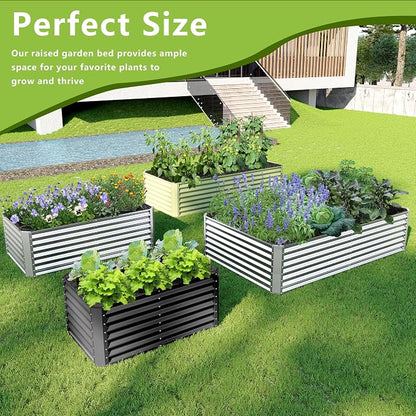 8x2x2FT Galvanized Raised Garden Bed,Galvanized Planter Boxes Outdoor, Large Metal Raised Garden Beds for Vegetables-Silver