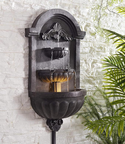 Kenroy Home San Pablo Indoor/ Outdoor Wall Fountain with Bronze Finish, Classic Style, 35" Height, 9" Width, 19.5" Depth