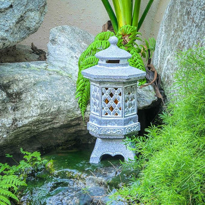 TERESA'S COLLECTIONS Pagoda Garden Statues with Solar Outdoor Light, Resin Zen Garden Lantern Asian Decor Outdoor Statues Lawn Ornaments Patio Porch Yard Decor Gifts for Mom 10.4"