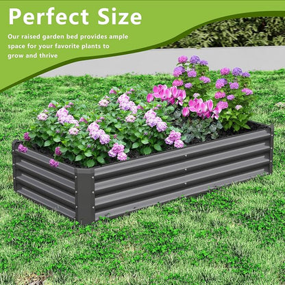 2PCS 4x2x1FT Galvanized Raised Garden Bed, Galvanized Planter Raised Garden Boxes Outdoor, Large Metal Raised Garden Beds for Vegetables-Grey
