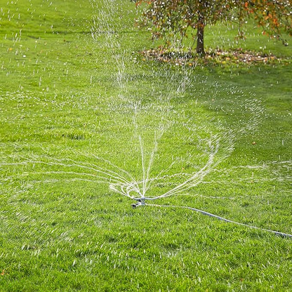 Gilmour Heavy Duty 692 Sq Ft Spinning Sprinkler with Wheeled Base, Metal Whirling Sprinkler Head for 360 Degree Coverage in Flower Beds and Vegetable Gardens