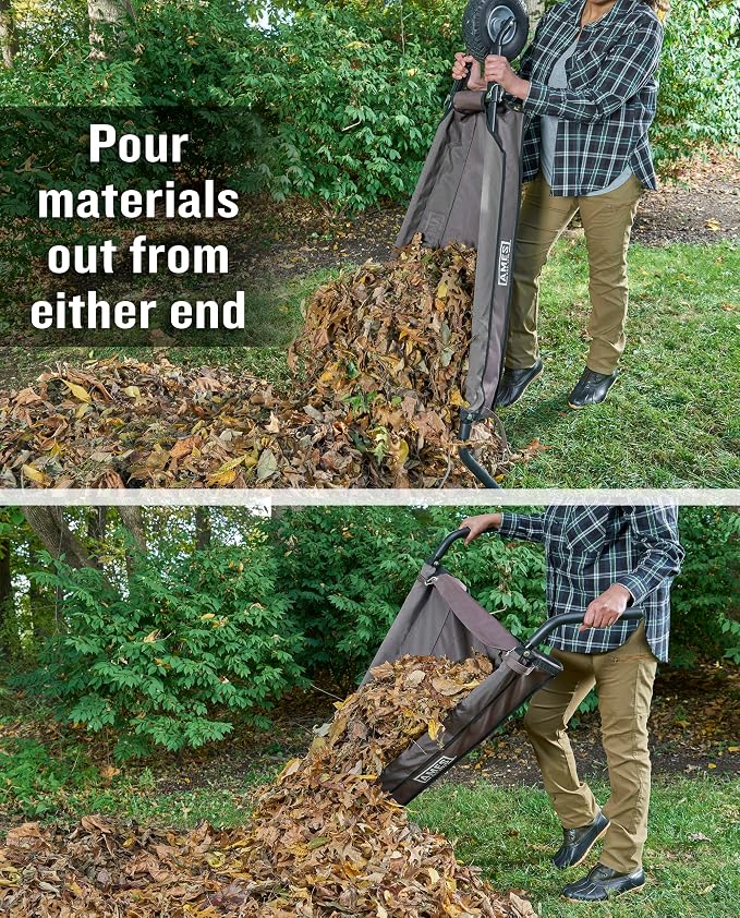 AMES Folding Wheelbarrow Lawn Yard Cart, Lightweight, Heavy Duty, Single Tire, for Leaves, Mulch, Garden Supplies