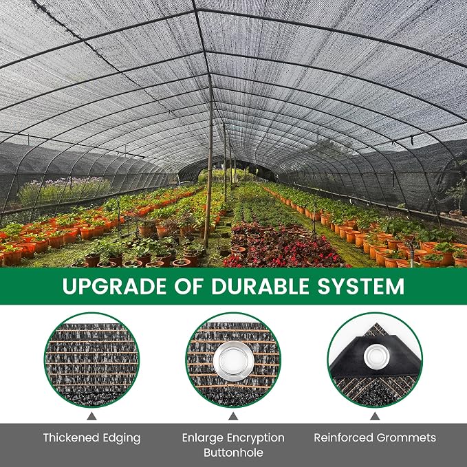 Shade Cloth, 10FT X 20FT 50% Black Outdoor Woven Sun Shade with Grommets, Durable Breathable Netting Shading Antifreezing for Patio, Garden, DIY Home, Plants Cover, Greenhouse, Dog Kennel