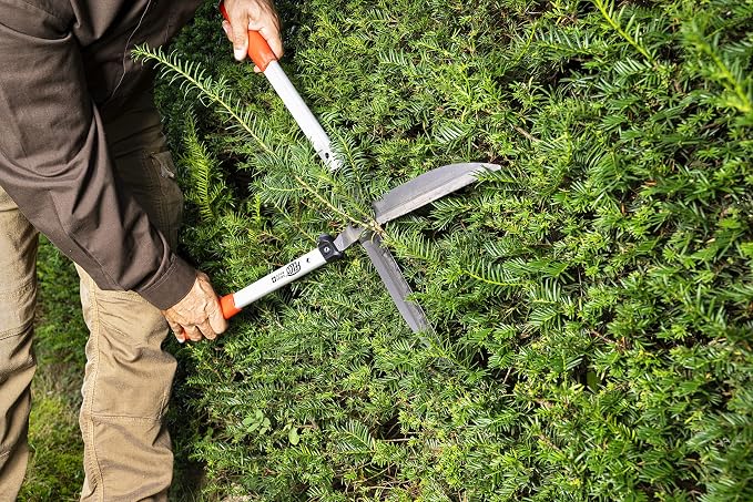 FELCO F250-63 Swiss Made Hedge Shears for Gardening – 25" Lightweight Precision Clippers for Shrub Trimming | Hedge Scissors | Trimmer Tool with Chromed Carbon Blades | I-Beam Handles