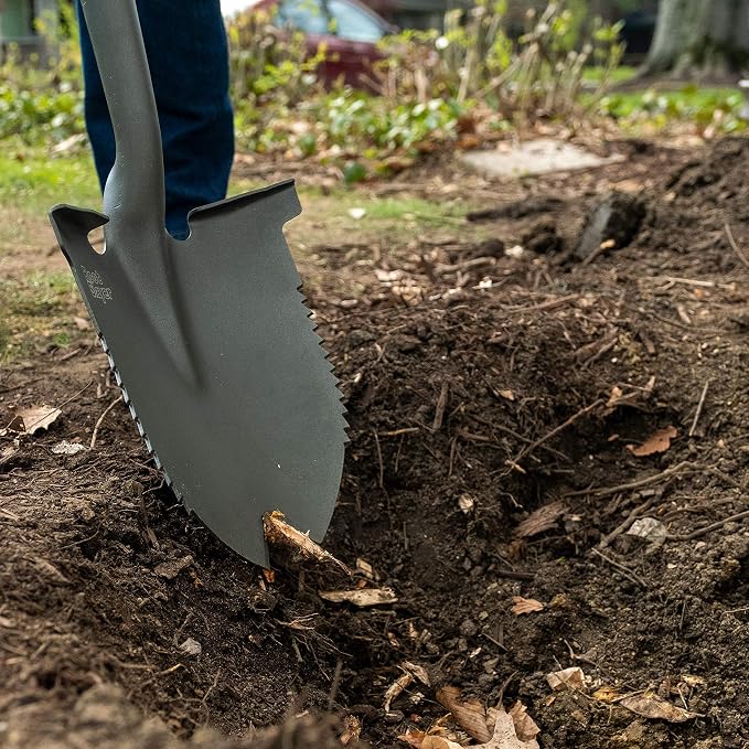 Root Slayer 23211 XL Round Point Digging Shovel for Gardening, Red