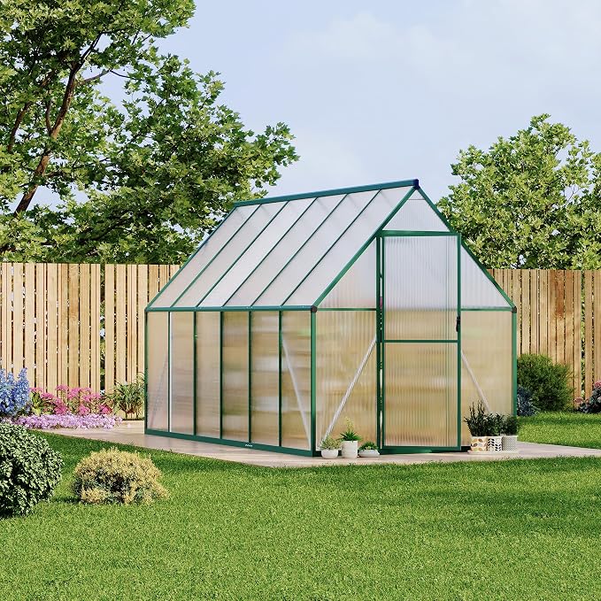 GarveeLife 6X11FT Polycarbonate Greenhouse with Aluminum Frame, Polycarbonate Greenhouse for Outdoors, Greenhouses with Ventilation, Aluminum Large Walk-in Greenhouses for Outside