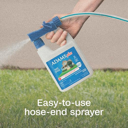 ADAMS Plus Flea and Tick Spray for Yard, Kills Fleas, Ticks, Mosquitoes, Ants and Many Other Listed Nuisance Pests, Treats Up to 5,000 Square Feet, Easy-To-Use Hose-End Spray, 32 Fluid Ounces